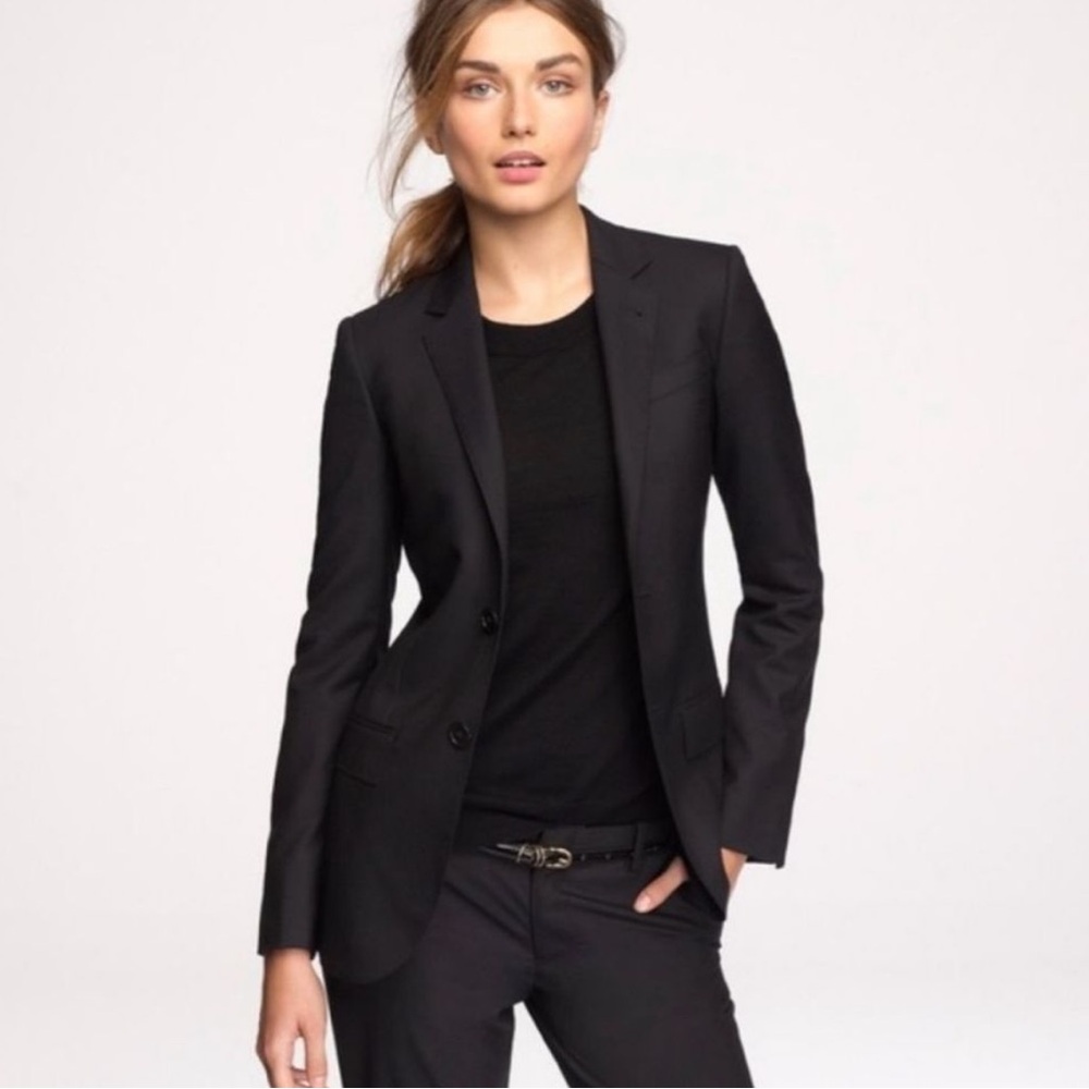 J.Crew Ludlow Blazer Black Super 120s Wool Loro Piana 2 Button Women’s Size 4